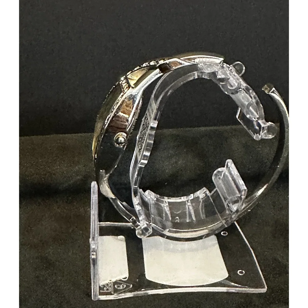 Vivani Bangle‎ Watch Womens OS Silver Tone Rhinestone Bezel Dressy